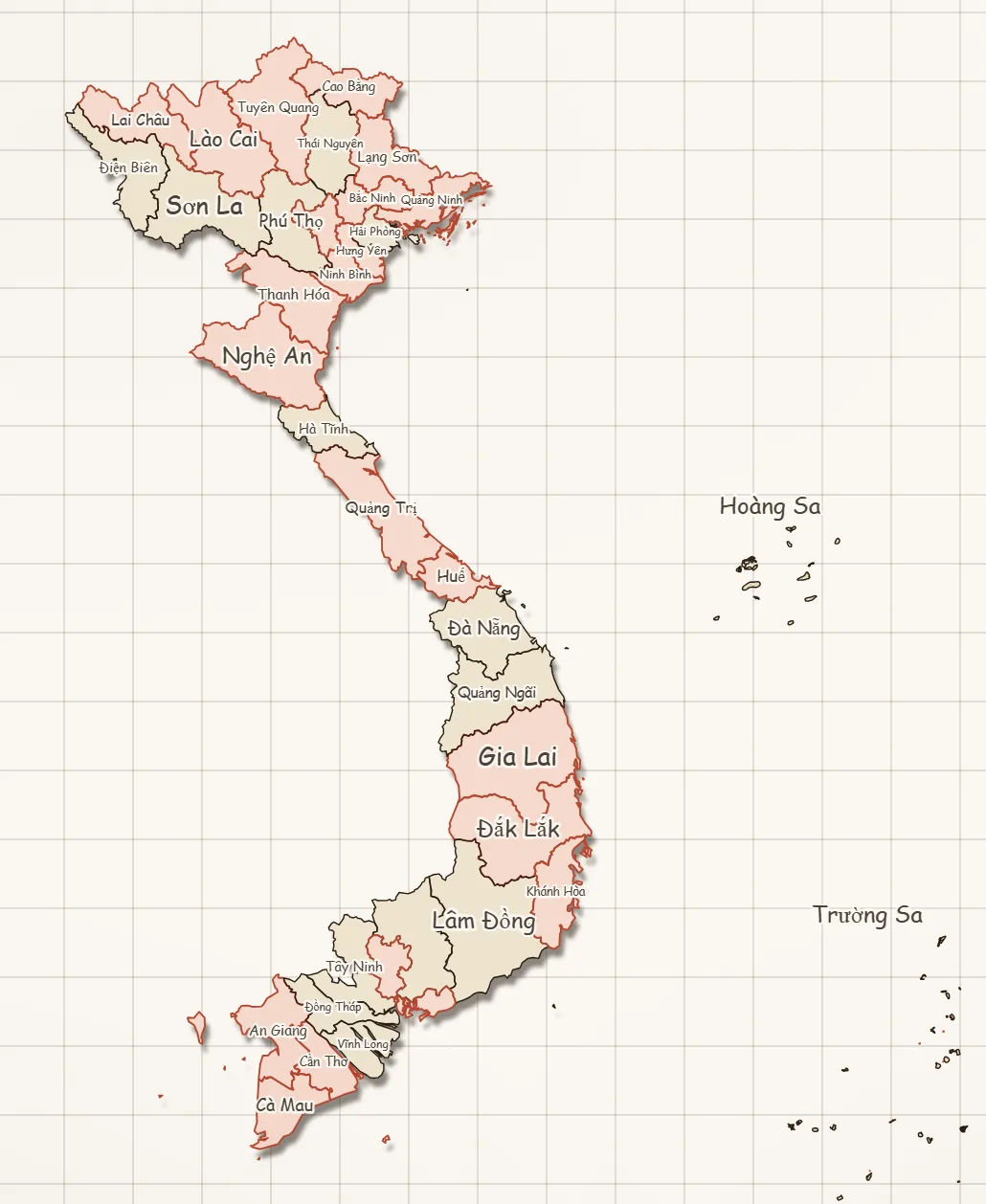 A custom travel map of Vietnam exported from WanderMemo, 21 of 34 provinces marked visited